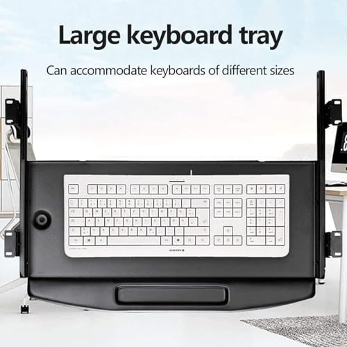 Ergonomische, verstellbare Tastaturablage unter dem Schreibtisch mit Metall-Maus-Plattform, platzsparende ausziehbare Schublade für Heimbüro und Gaming-Schreibtische – schlankes weißes Design für Bild 4