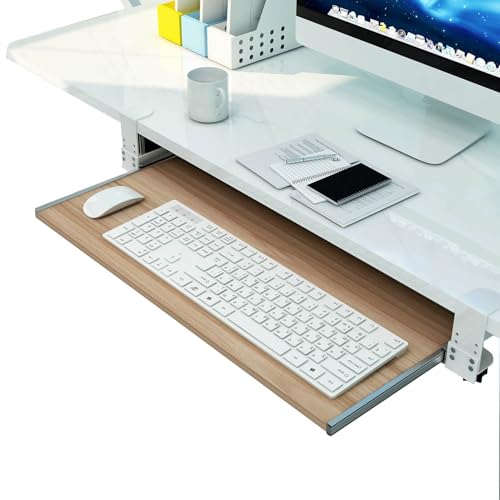 Verstellbare, ergonomische Tastaturablage unter dem Schreibtisch mit Maus-Plattform, platzsparendes Klemm-Design für Home Office und Gaming, steigert Komfort und Produktivität. Bild 1