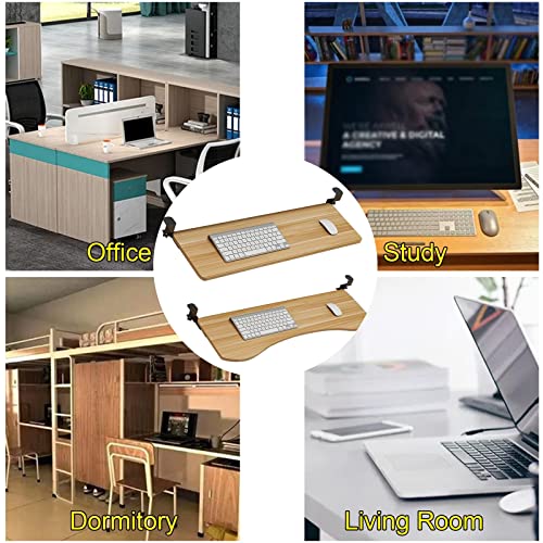 Verstellbare Untertisch-Tastaturablage & Maus-Plattform, stabile Klemmhalterung, höhenverstellbare Schreibtischverlängerung aus Holz, platzsparende ausziehbare Halterung für Home Office & Gaming Setup Bild 6