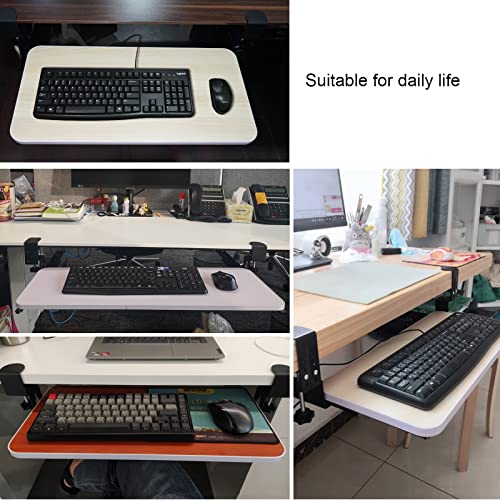 Ergonomische Ablage für Tastatur und Maus unter dem Schreibtisch, verstellbare ausziehbare Halterung, stabiles Holzdesign, kein Bohren, platzsparende Lösung für Home Office & Gaming Setup Bild 5