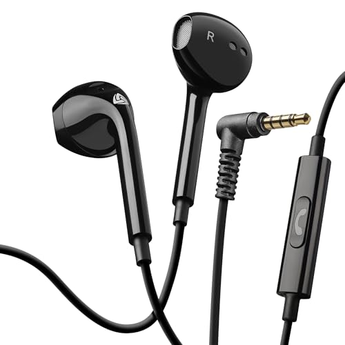 LUDOS Zenith Kopfhörer In Ear Kopfhörer mit Kabel und Mikrofon, 5-Jahre Garantie, In Ear Ohrhörer, 3,5 mm Klinkenstecker Earbuds, Satte Bässe Earphones, Headphones für iPhone, iPad, Samsung - Schwarz Bild 1
