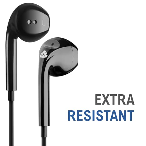 LUDOS Zenith Kopfhörer In Ear Kopfhörer mit Kabel und Mikrofon, 5-Jahre Garantie, In Ear Ohrhörer, 3,5 mm Klinkenstecker Earbuds, Satte Bässe Earphones, Headphones für iPhone, iPad, Samsung - Schwarz Bild 4