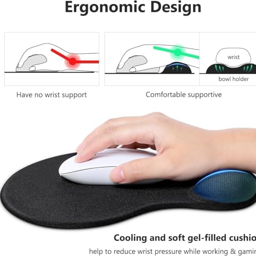 3D Mauspad Handgelenkstütze Unterstützung Gaming Mauspad， Mausmatte rutschfeste Gummibasis Memory Foam Mousepad Maus für Laptop Computer -Obsidian Heiliger Bild 4