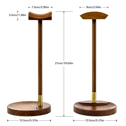 Headphone Stand für Schreibtisch, massiver Holz Gaming-Headset-Ständer, Holz-Headphone-Halter mit Stauraum für AirPods Max und mehr Bild 5