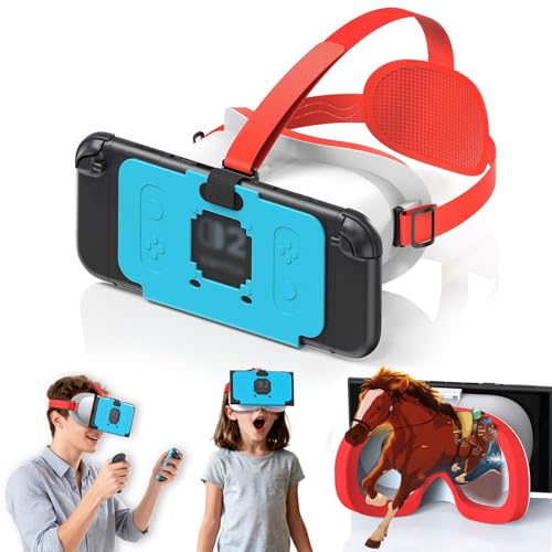 VR-Headset für Switch 2 2025, Switch 2 Virtual Boy VR-Brille mit verstellbaren HD-Gläsern und bequemen Kopfbändern mit breiter Polsterung, Labo VR Kit 3D-Brille für Switch 2 Zubehör, Weiß & Blau Bild 1