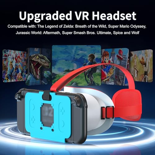 VR-Headset für Switch 2 2025, Switch 2 Virtual Boy VR-Brille mit verstellbaren HD-Gläsern und bequemen Kopfbändern mit breiter Polsterung, Labo VR Kit 3D-Brille für Switch 2 Zubehör, Weiß & Blau Bild 2