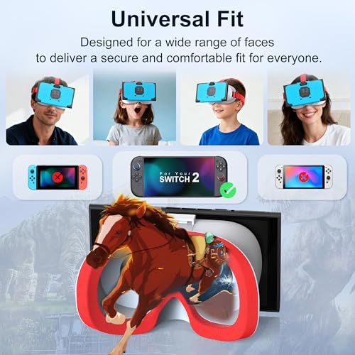 VR-Headset für Switch 2 2025, Switch 2 Virtual Boy VR-Brille mit verstellbaren HD-Gläsern und bequemen Kopfbändern mit breiter Polsterung, Labo VR Kit 3D-Brille für Switch 2 Zubehör, Weiß & Blau Bild 3