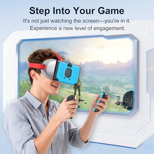 VR-Headset für Switch 2 2025, Switch 2 Virtual Boy VR-Brille mit verstellbaren HD-Gläsern und bequemen Kopfbändern mit breiter Polsterung, Labo VR Kit 3D-Brille für Switch 2 Zubehör, Weiß & Blau Bild 4