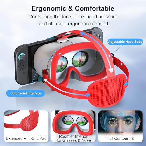 VR-Headset für Switch 2 2025, Switch 2 Virtual Boy VR-Brille mit verstellbaren HD-Gläsern und bequemen Kopfbändern mit breiter Polsterung, Labo VR Kit 3D-Brille für Switch 2 Zubehör, Weiß & Blau Bild 5