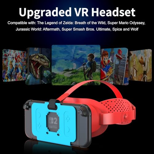 Verbessertes VR-Headset für Switch 2 2025, Switch 2 VR-Spielbrille mit verstellbaren HD-Gläsern und Kopfband mit Drehknopf, Virtual Boy, Labo VR für Switch 2 Zubehör, orange und blau Bild 2