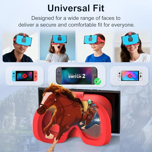 Verbessertes VR-Headset für Switch 2 2025, Switch 2 VR-Spielbrille mit verstellbaren HD-Gläsern und Kopfband mit Drehknopf, Virtual Boy, Labo VR für Switch 2 Zubehör, orange und blau Bild 3
