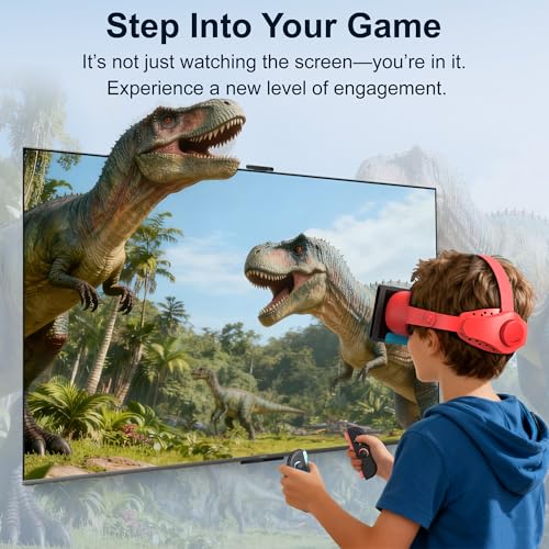 Verbessertes VR-Headset für Switch 2 2025, Switch 2 VR-Spielbrille mit verstellbaren HD-Gläsern und Kopfband mit Drehknopf, Virtual Boy, Labo VR für Switch 2 Zubehör, orange und blau Bild 4