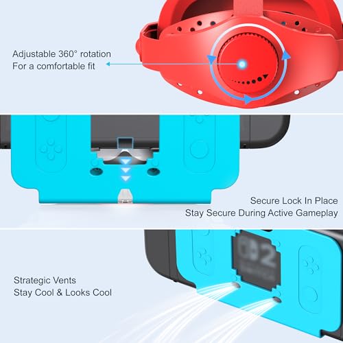 Verbessertes VR-Headset für Switch 2 2025, Switch 2 VR-Spielbrille mit verstellbaren HD-Gläsern und Kopfband mit Drehknopf, Virtual Boy, Labo VR für Switch 2 Zubehör, orange und blau Bild 6
