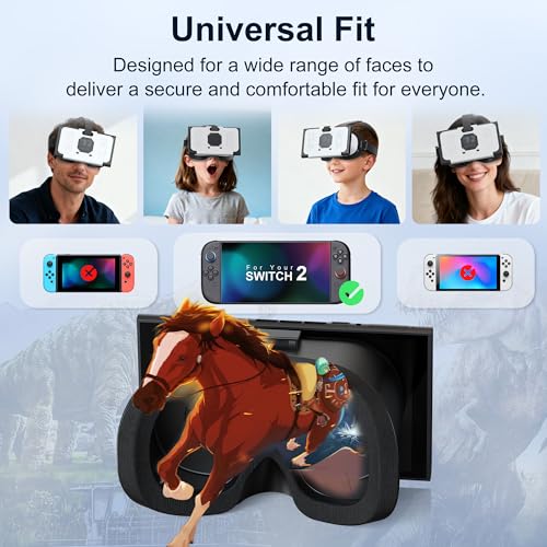 VR-Headset für Switch 2 2025, Switch 2 Virtual Boy VR-Brille mit verstellbaren HD-Gläsern und bequemen Kopfbändern mit breiter Polsterung, Labo VR Kit 3D-Brille für Switch 2 Zubehör, Weiß & Schwarz Bild 3