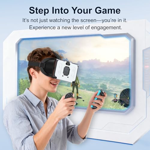 VR-Headset für Switch 2 2025, Switch 2 Virtual Boy VR-Brille mit verstellbaren HD-Gläsern und bequemen Kopfbändern mit breiter Polsterung, Labo VR Kit 3D-Brille für Switch 2 Zubehör, Weiß & Schwarz Bild 4