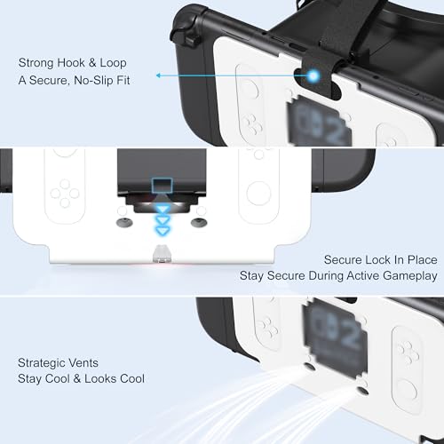 VR-Headset für Switch 2 2025, Switch 2 Virtual Boy VR-Brille mit verstellbaren HD-Gläsern und bequemen Kopfbändern mit breiter Polsterung, Labo VR Kit 3D-Brille für Switch 2 Zubehör, Weiß & Schwarz Bild 6