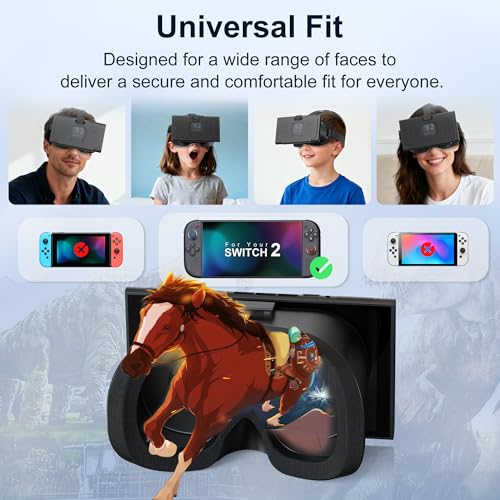 VR-Headset für Switch 2 2025, Switch 2 Virtual Boy VR-Brille mit verstellbaren HD-Gläsern und bequemen Kopfbändern mit breiter Polsterung, Labo VR Kit 3D-Brille für Switch 2 Zubehör, Schwarz Bild 3