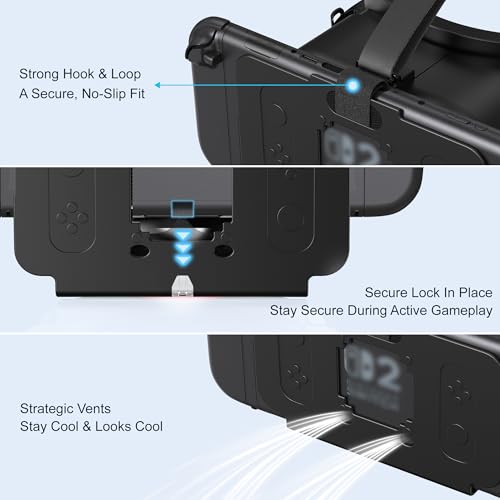 VR-Headset für Switch 2 2025, Switch 2 Virtual Boy VR-Brille mit verstellbaren HD-Gläsern und bequemen Kopfbändern mit breiter Polsterung, Labo VR Kit 3D-Brille für Switch 2 Zubehör, Schwarz Bild 6