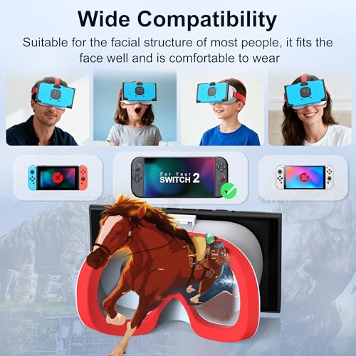 Aktualisiertes VR-Headset für Nintendo Switch 2 (2025 Neu), Virtual Reality-Brille mit verstellbaren HD-Objektiven und bequemem Kopfgurt, 3D-Brille für Switch 2 Zubehör (Blau Weiß) Bild 2