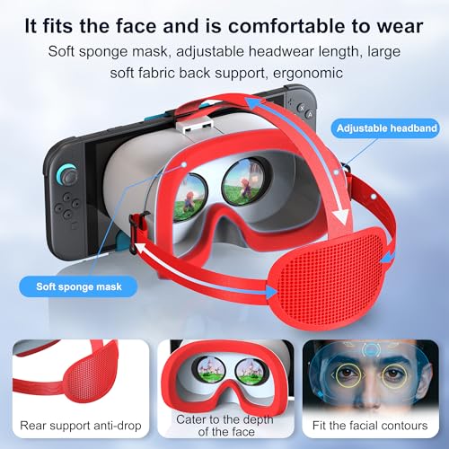 Aktualisiertes VR-Headset für Nintendo Switch 2 (2025 Neu), Virtual Reality-Brille mit verstellbaren HD-Objektiven und bequemem Kopfgurt, 3D-Brille für Switch 2 Zubehör (Blau Weiß) Bild 3