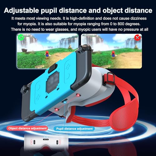 Aktualisiertes VR-Headset für Nintendo Switch 2 (2025 Neu), Virtual Reality-Brille mit verstellbaren HD-Objektiven und bequemem Kopfgurt, 3D-Brille für Switch 2 Zubehör (Blau Weiß) Bild 5