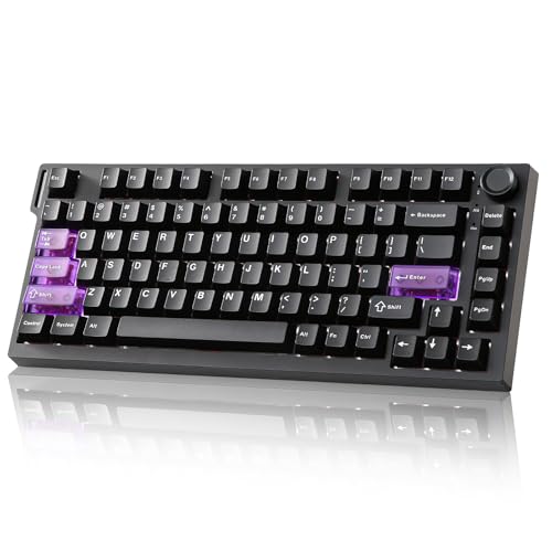 YUNZII RT75 PRO Drahtlose Gaming-Tastatur, Hall-Effekt Mechanische Rapid-Trigger Tastatur Bluetooth/USB-C/2.4G 8KHz Abtastrate &128K Scan, Einstellbarer Drehknopf, RGB (Schwarz, Magnetic Red Switch) Bild 1