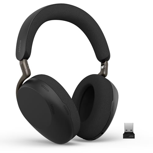 Jabra Evolve3 85 Over-Ear Bluetooth Headset kabellos mit Mikrofon für Büro, USB-A, KI-Sprachanruf, Adaptive Aktive Geräuschunterdrückung, 25h Akku, für Meeting-Apps, Schwarz Bild 1