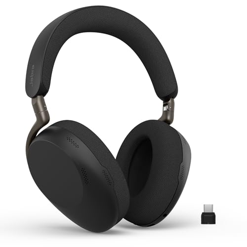 Jabra Evolve3 85 Over-Ear Bluetooth Headset kabellos mit Mikrofon für Büro, USB-C, KI-Sprachanruf, Adaptive Aktive Geräuschunterdrückung, 25h Akku, für Meeting-Apps, Schwarz Bild 1