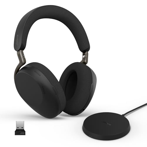 Jabra Evolve3 85 Over-Ear Bluetooth Headset kabellos mit Mikrofon & Ladestation für Büro, USB-A, KI-Sprachanruf, Adaptive ANC, 25h Akku, für Meeting-Apps, Schwarz Bild 1