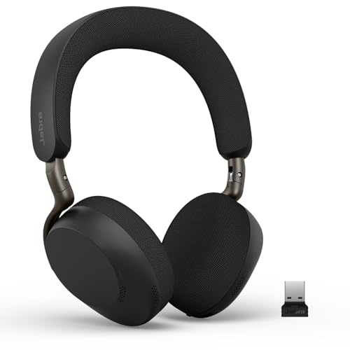 Jabra Evolve3 75 On-Ear Bluetooth Headset kabellos mit Mikrofon für Büro, USB-A, KI-Sprachanruf, Erweiterte Aktive Geräuschunterdrückung, 22h Akku, für Online Meeting Apps, Schwarz Bild 1