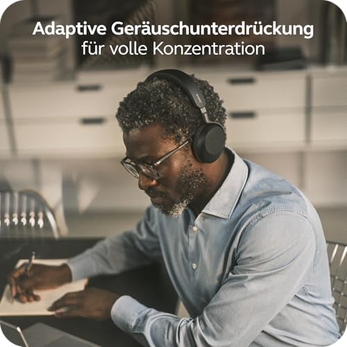 Jabra Evolve3 75 On-Ear Bluetooth Headset kabellos mit Mikrofon für Büro, USB-A, KI-Sprachanruf, Erweiterte Aktive Geräuschunterdrückung, 22h Akku, für Online Meeting Apps, Schwarz Bild 6