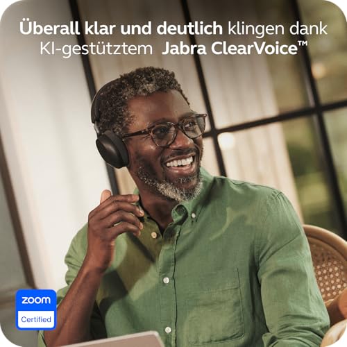 Jabra Evolve3 75 On-Ear Bluetooth Headset kabellos mit Mikrofon für Büro, USB-C, KI-Sprachanruf, Erweiterte Aktive Geräuschunterdrückung, 22h Akku, für Online Meeting Apps, Schwarz Bild 3