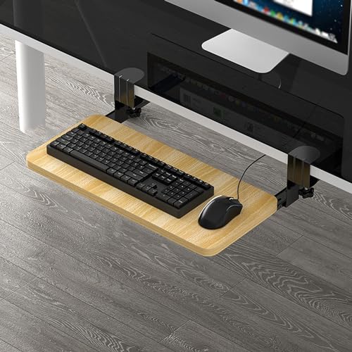 Tastaturablage mit Klemmhalterung für Maus, Gaming-Mauspad, perfekt für Zuhause, Büro, natürliche Farbe, 65 cm Größe, unter dem Schreibtisch Bild 1