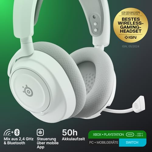 SteelSeries Arctis Nova 7X Wireless Gen 2 Xbox Gaming-Headset - Echtzeit-App-Steuerung - Über 50 Std. Akkulaufzeit - 2,4 GHz/Bluetooth parallel möglich - PC, PS5, PS4, Switch 1/2, Mobilgeräte Bild 2