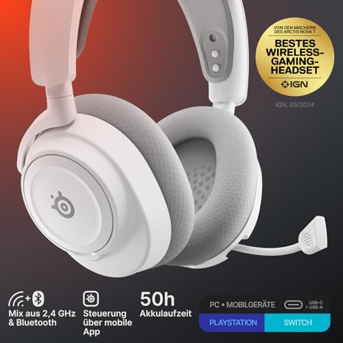 SteelSeries Arctis Nova 7 Wireless Gen 2 Multi-Plattform-Gaming-Headset - Echtzeit-App-Steuerung - Über 50 Std. Akkulaufzeit - 2,4 GHz/Bluetooth parallel möglich -PC, PS5, PS4, Switch 1/2, Mobilgeräte Bild 2