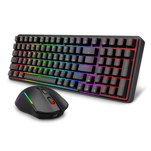 Redragon S162 3-Modus Wireless Gaming Tastatur & Maus-Kombination, 99 Tasten K744 RGB Gaming-Tastatur und 8000 DPI M693 Gaming-Maus-Bundle Bild 1