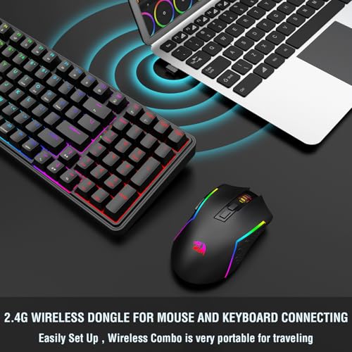 Redragon S162 3-Modus Wireless Gaming Tastatur & Maus-Kombination, 99 Tasten K744 RGB Gaming-Tastatur und 8000 DPI M693 Gaming-Maus-Bundle Bild 4
