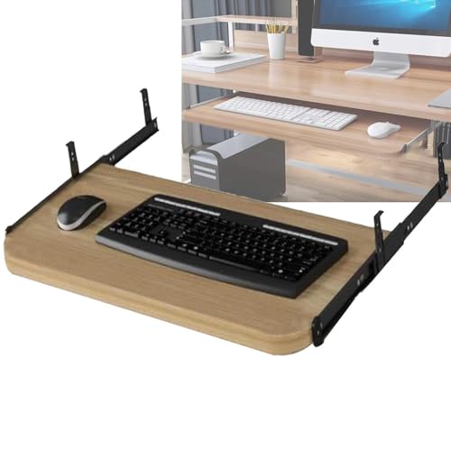 Tastaturablage mit Maus-Plattform, ausziehbare Schublade unter dem Schreibtisch, Computer-Tastatur, platzsparendes Design für Heimbüro oder Gaming-Setup Bild 3