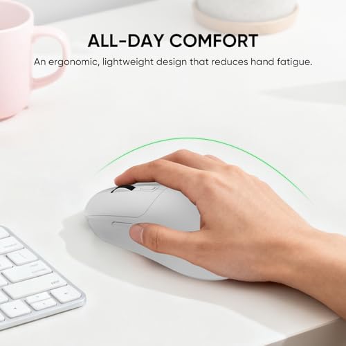 MELOGAGA Kabellose Gaming-Maus mit 3 Modi, 2,4 G/Bluetooth 5.4/USB-C-Spielmäuse mit 8 einstellbaren DPI, ergonomische, wiederaufladbare Computermaus für PC, Mac, PS5, Tablet, Weiß Bild 4