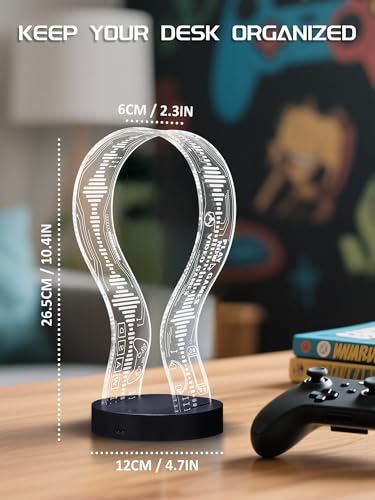 CoolGift Mart Leuchtender Kopfhörerständer mit 16 farbigen Lichtern, Acryl-Headset-Ständer im Gaming-Design mit 1 USB- und 1 Typ-C-Ladeanschluss, Geschenk für Gamer, Männer und Musikliebhaber Bild 2