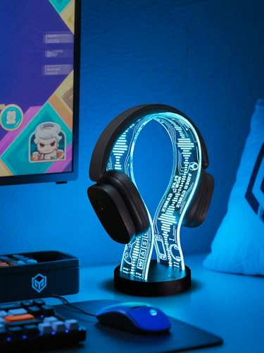 CoolGift Mart Leuchtender Kopfhörerständer mit 16 farbigen Lichtern, Acryl-Headset-Ständer im Gaming-Design mit 1 USB- und 1 Typ-C-Ladeanschluss, Geschenk für Gamer, Männer und Musikliebhaber Bild 3