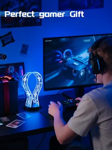 CoolGift Mart Leuchtender Kopfhörerständer mit 16 farbigen Lichtern, Acryl-Headset-Ständer im Gaming-Design mit 1 USB- und 1 Typ-C-Ladeanschluss, Geschenk für Gamer, Männer und Musikliebhaber Bild 5