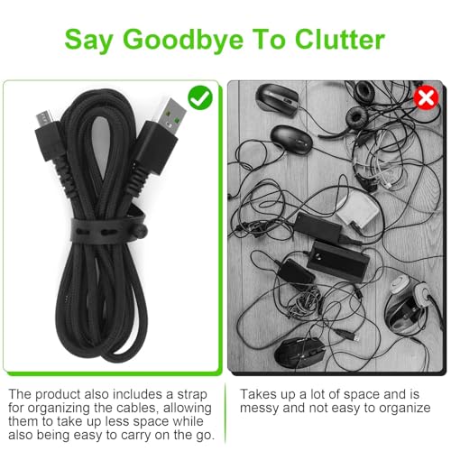 Toxaoii 1,8M USB-Kabel Micro-USB-Ladekabel Kompatibel mit Razer Viper Ultimate, Basilisk Ultimate, Naga Pro 20000 DPI, DeathAdder V2 Pro Gaming-Maus-Ersatzkabel mit Nylonummantelung (Schwarz) Bild 5