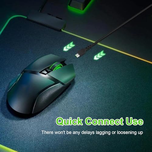 Toxaoii 1,8M USB-Kabel Micro-USB-Ladekabel Kompatibel mit Razer Viper Ultimate, Basilisk Ultimate, Naga Pro 20000 DPI, DeathAdder V2 Pro Gaming-Maus-Ersatzkabel mit Nylonummantelung (Schwarz) Bild 6