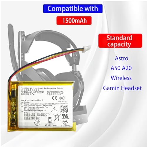 623441 533-000169 ersatz akku 533-000191 Kompatibel mit Astro A50 A20 Wireless Gamin Headset batteria Bild 4