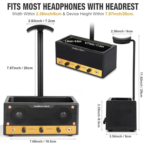 Headset-Ständer für Kopfhörer, Desktop-Halterung Gaming-Headset mit Kabel Organizer,Gebogener Kopfhörerständer,Halterung mit Ablagefach,für AirPods Max, Beats, Bose, Sennheiser, Sony, und mehr Bild 2