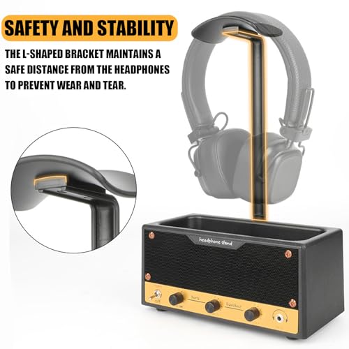 Headset-Ständer für Kopfhörer, Desktop-Halterung Gaming-Headset mit Kabel Organizer,Gebogener Kopfhörerständer,Halterung mit Ablagefach,für AirPods Max, Beats, Bose, Sennheiser, Sony, und mehr Bild 5