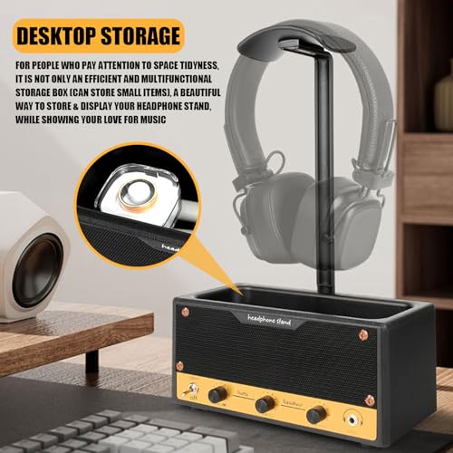 Headset-Ständer für Kopfhörer, Desktop-Halterung Gaming-Headset mit Kabel Organizer,Gebogener Kopfhörerständer,Halterung mit Ablagefach,für AirPods Max, Beats, Bose, Sennheiser, Sony, und mehr Bild 6
