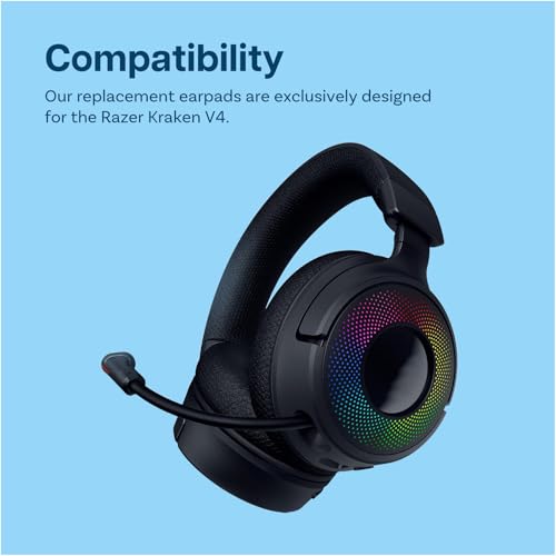 Ersatz Ohrpolster für Razer Kraken V4 / Razer Kraken V4 Pro Gaming Kopfhörer von MMOBIEL - Mesh Kopfhörer Ohrpolster – Ersatzpolster – Schwarz Bild 4