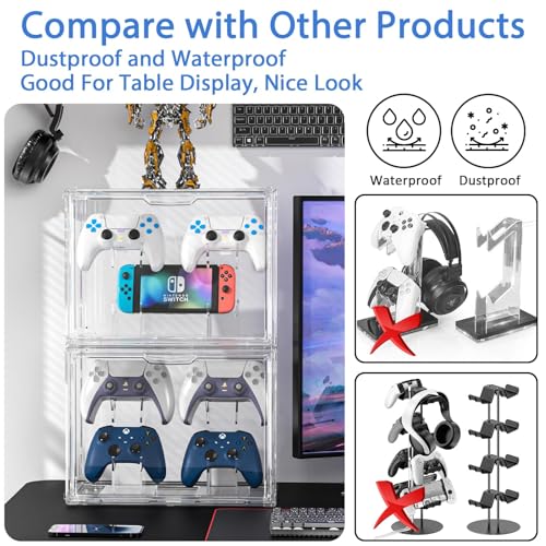 Controller und Headset-Halter, Acryl-Vitrine für Gaming-Controller und Kopfhörer, kompatibel mit Xbox, PS5, PS4, PS3 und Switch Pro Bild 4